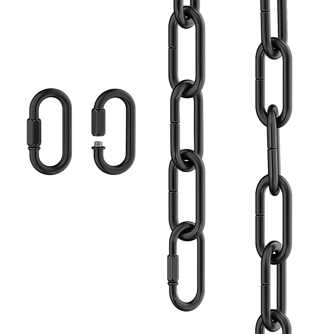 garini6 Feet Industrial Black Light Fixture Chain, Adjustable Metal Pendant Chandelier Chain Extension with Detachable Link, Maximum Load is 66 Pounds