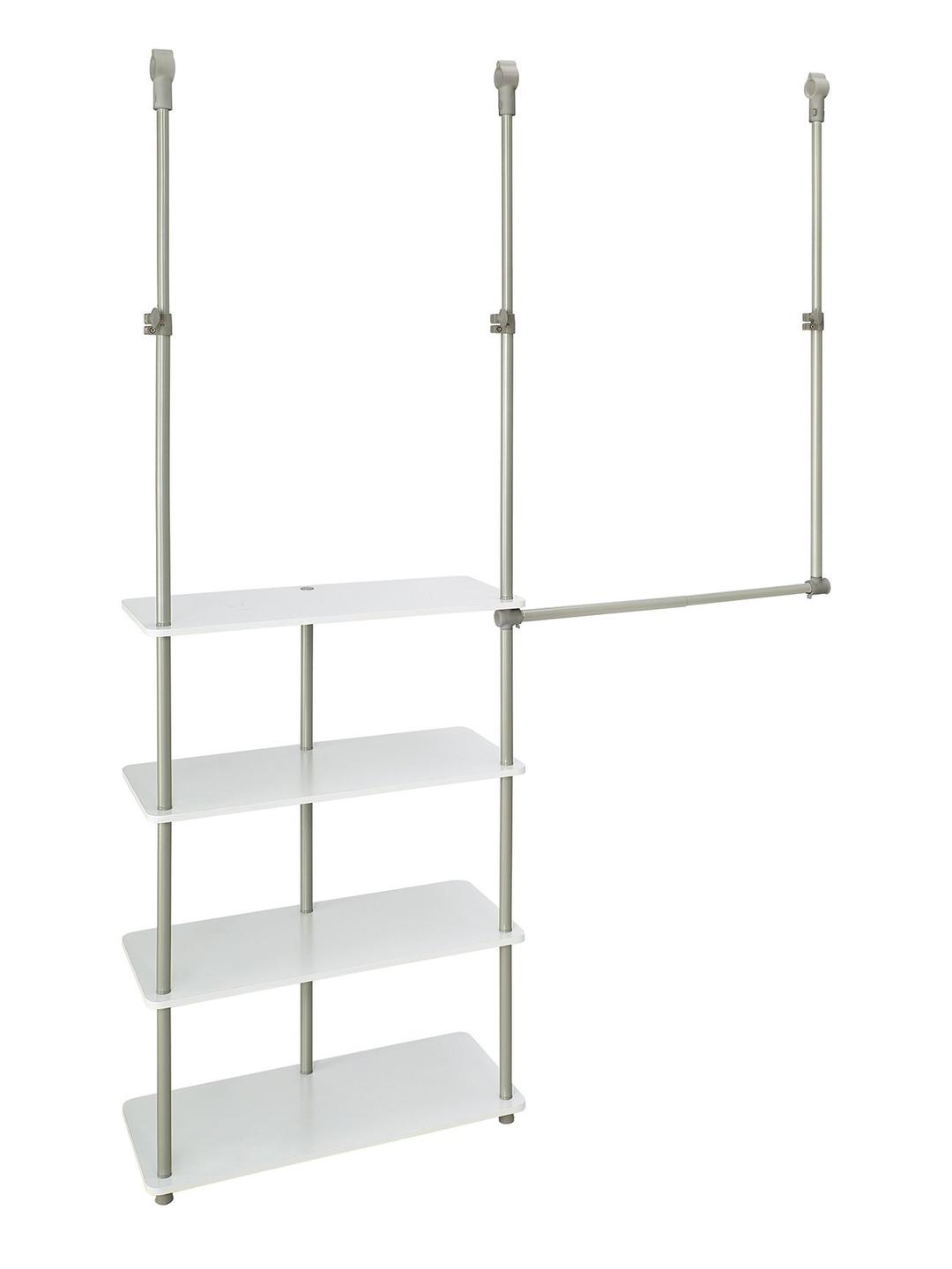 ClosetMaid55300 Closet Maximizer with (4) Shelves & Double Hang Rod, Tool Free Add On Unit, White Finish,11.6 x 53 x 74 inches