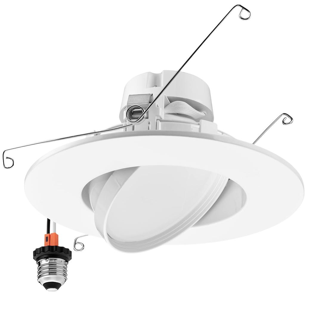 Maxxima 5" and 6" Rotatable LED Retrofit Downlight Gimbal - 1200 Lumens, 11 Watts, Dimmable, 5 CCT 2700K/3000K/3500K/4000K/5000K, Recessed Ceiling Light Fixture, Ideal for Kitchens and Dining Rooms