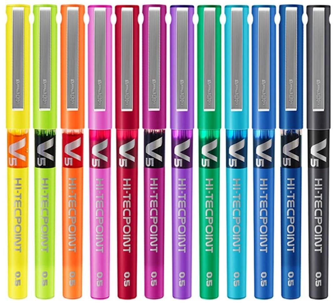 Pilot V5 Hi-Techpoint Pen Rainbow Colour Set of 12 (MultiColour)