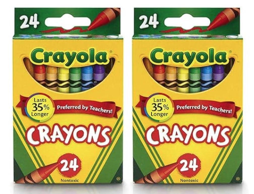 Crayola24 Count Box of Crayons Non-Toxic Color Coloring School Supplies (2 Packs)