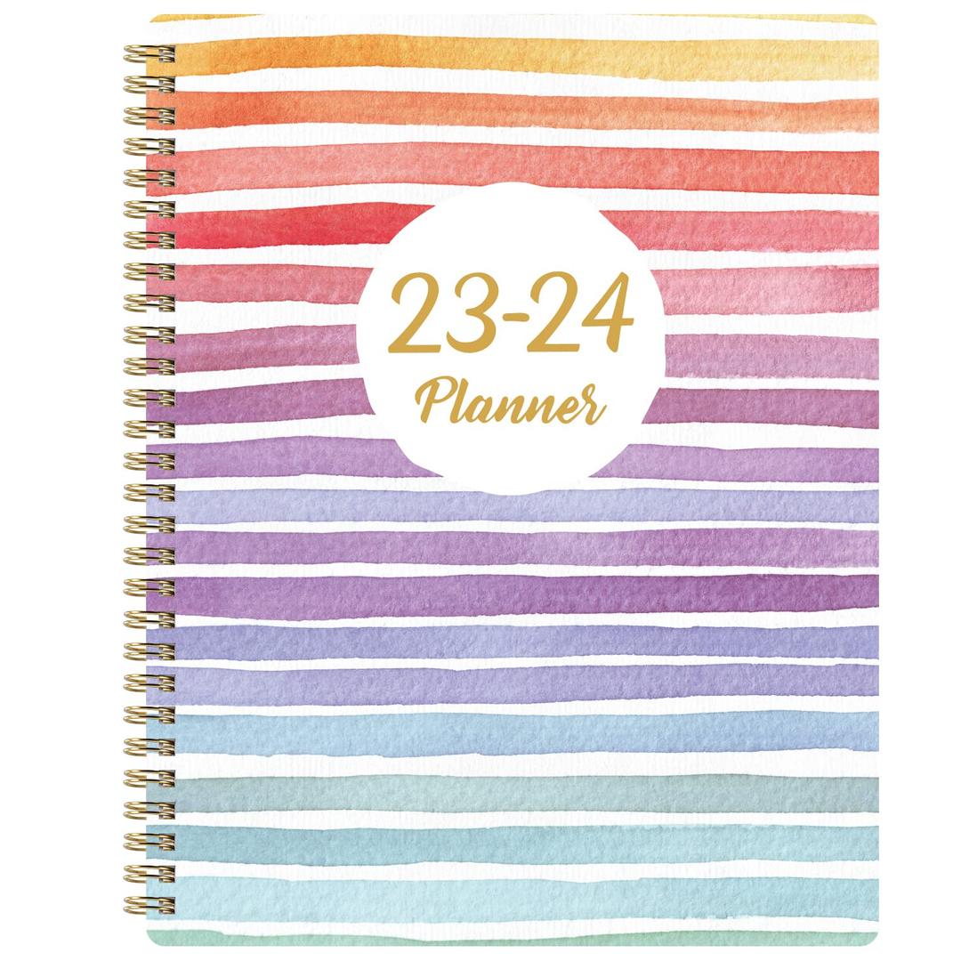 2023-2024 Planner - Academic Planner 2023-2024, 8" x 10", Sep. 2023 - Jun. 2024, Weekly Monthly Planner with Marked Tabs + Thick Paper + Contacts + Calendar + Holidays + Twin-Wire Binding - Rainbow