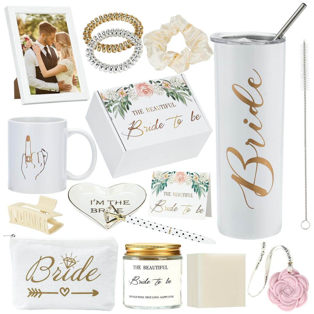 Bride To Be Gifts Box - Perfect Bridal Shower Gifts for Bride to Be, Engagement Gifts for Her, or Bachelorette Gifts! Bride Box with Stainless Steel Bride Tumbler, Scented Candle