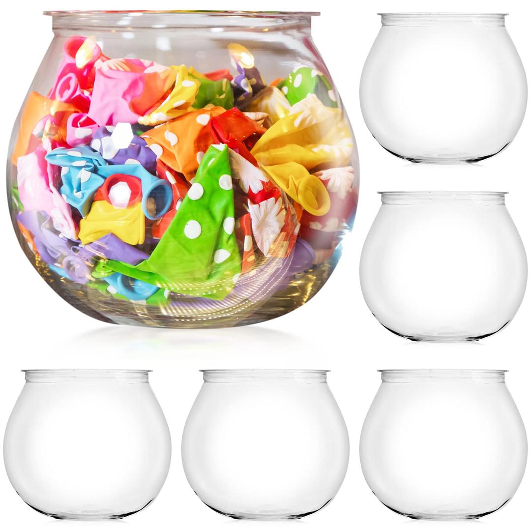 IMPRESA [6 Pack 27 Ounce Largest Mini Plastic Fish Bowls for Decoration - Fun Sized Plastic Fish Bowls for Drinks to Start the Party - Clear Plastic Vase for Stunning Centerpieces - Set