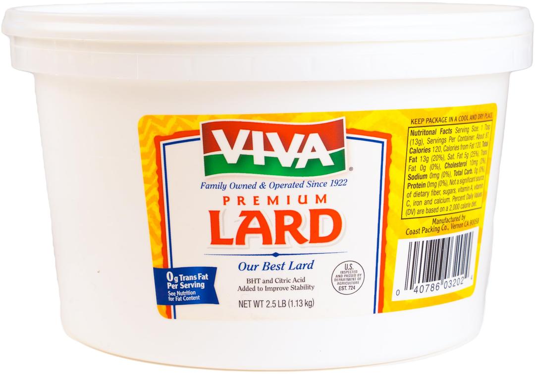 Coast Packing Co Viva Lard, 2.5 Pounds, Premium Quality, Trusted Brand For Over 45 Years.