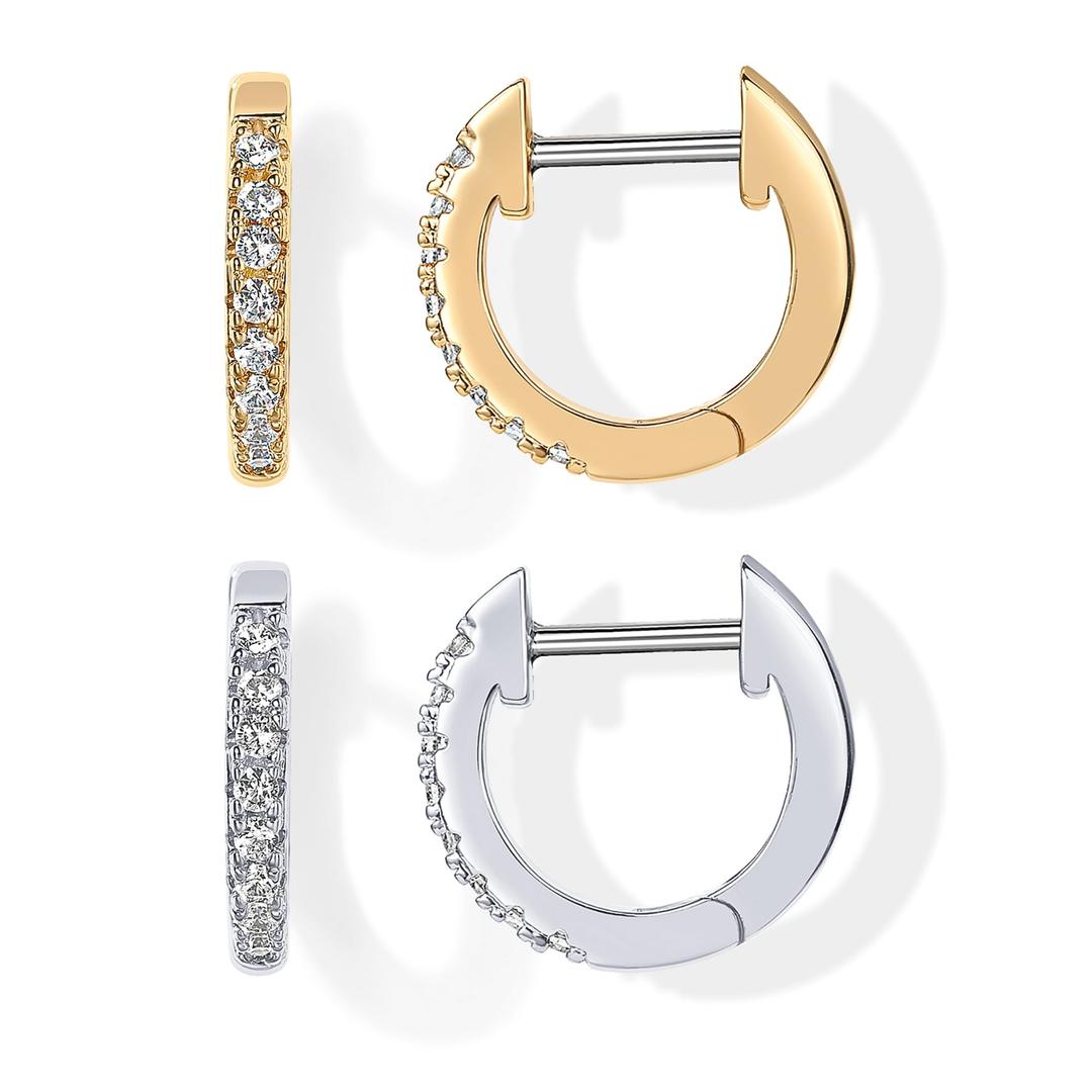 PAVOI14K Gold Plated Cubic Zirconia Cuff Earrings Huggie Stud