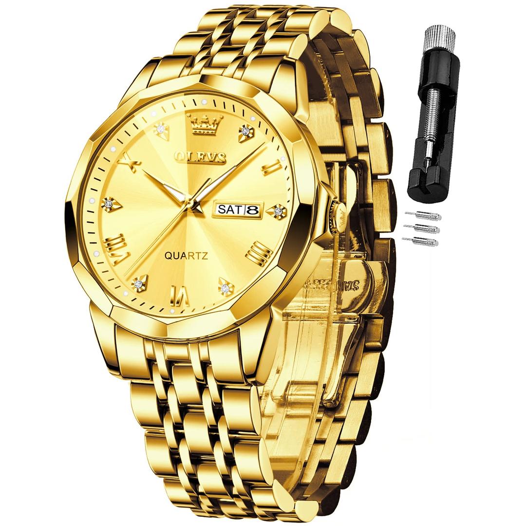 OLEVSWatch for Men Quartz Stainless Steel Waterproof Luminous Date Two Tone Luxury Wrist Watch