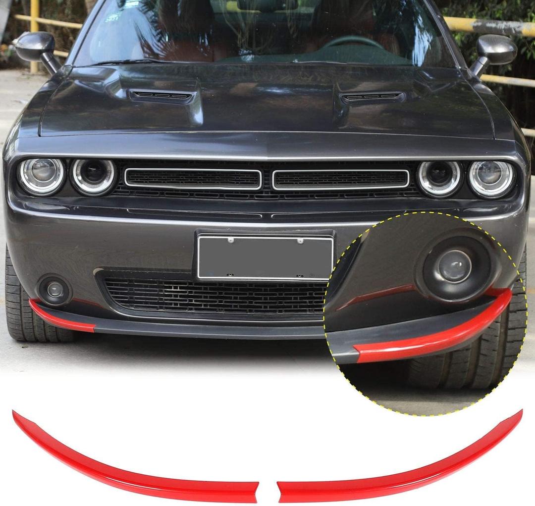 JeCar Front Shovels Cover Decoration Kit Front Deflector Spoiler Bumper Lip Body Shovels Front Bumper Exterior Decals Sticker Accessories for 2015-2020 Dodge Challenger SXT, Red