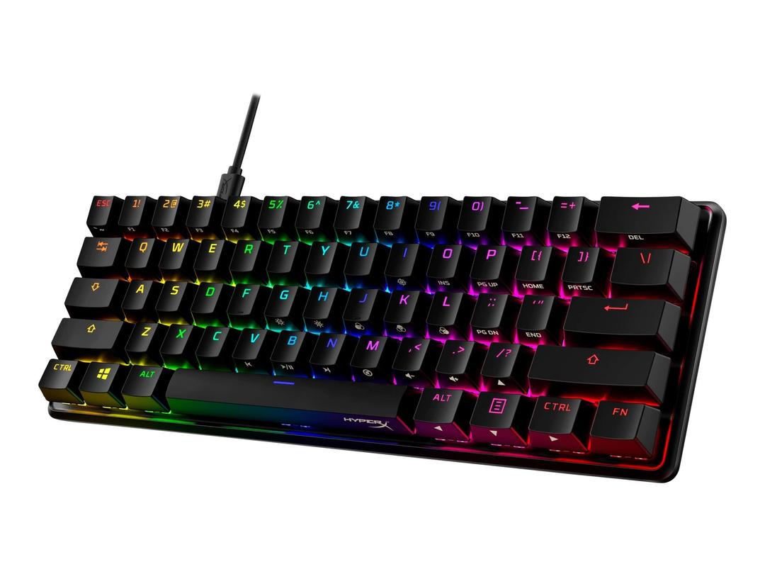 HyperX Alloy Origins 60 - Mechanical Gaming Keyboard, Ultra Compact 60% Form Factor, Double Shot PBT Keycaps, RGB LED Backlit, NGENUITY Software Compatible - Linear HyperX Red Switch,Black