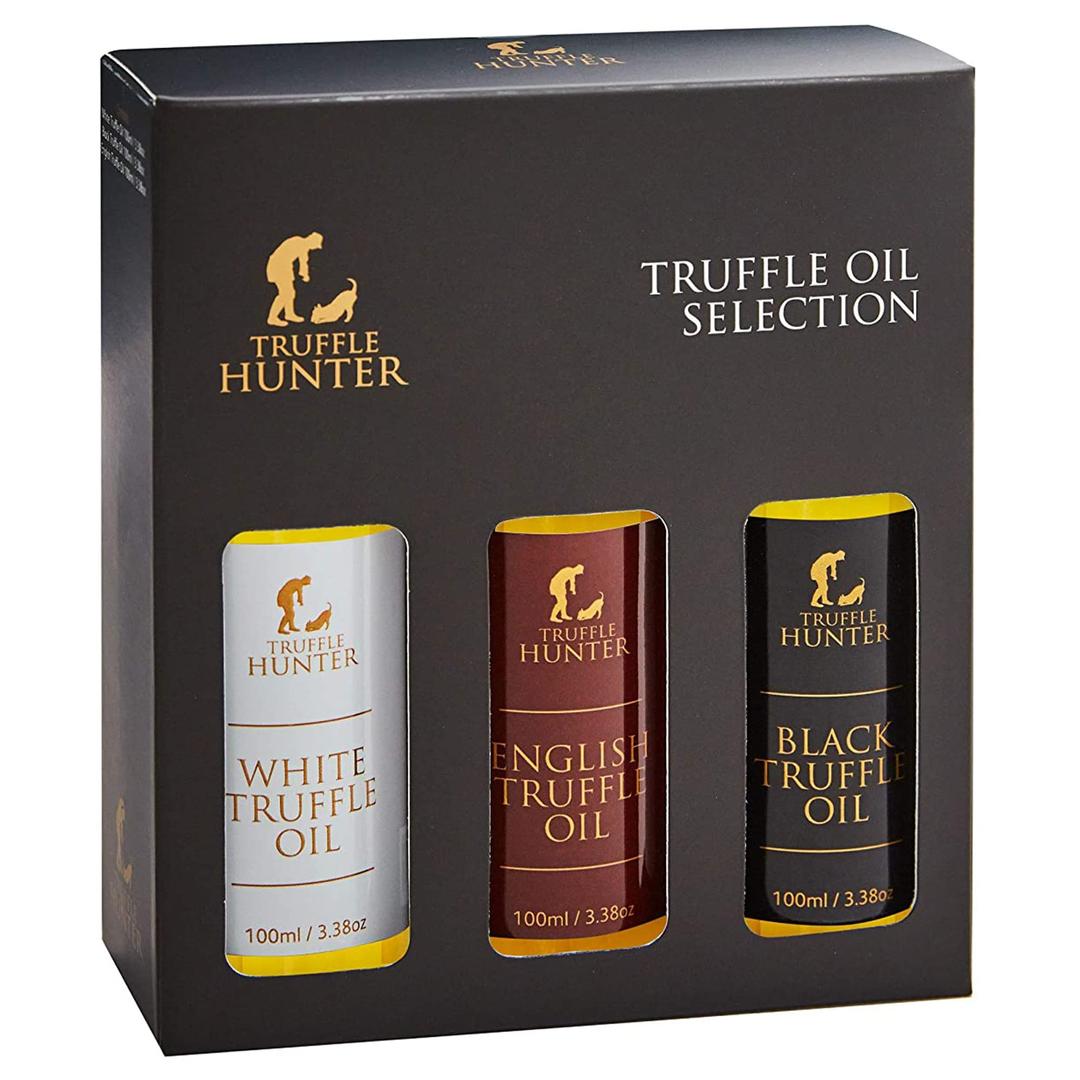 TruffleHunterEnglish, Black & White Truffle Oil Set - Extra Virgin Olive Oil & Cold-Pressed Rapeseed Oil - 100ml x 3