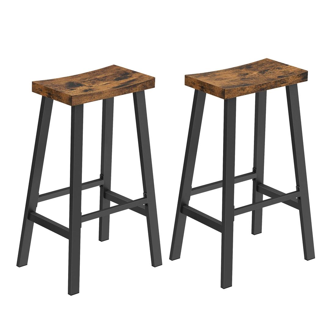 VASAGLE Bar Stools Set of 2, Counter Height Stools, Bar Chairs with Footrest, 29.1 Inches Tall Kitchen Breakfast Stools, Industrial, Living Room Party Room, Rustic Brown ULBC094B01