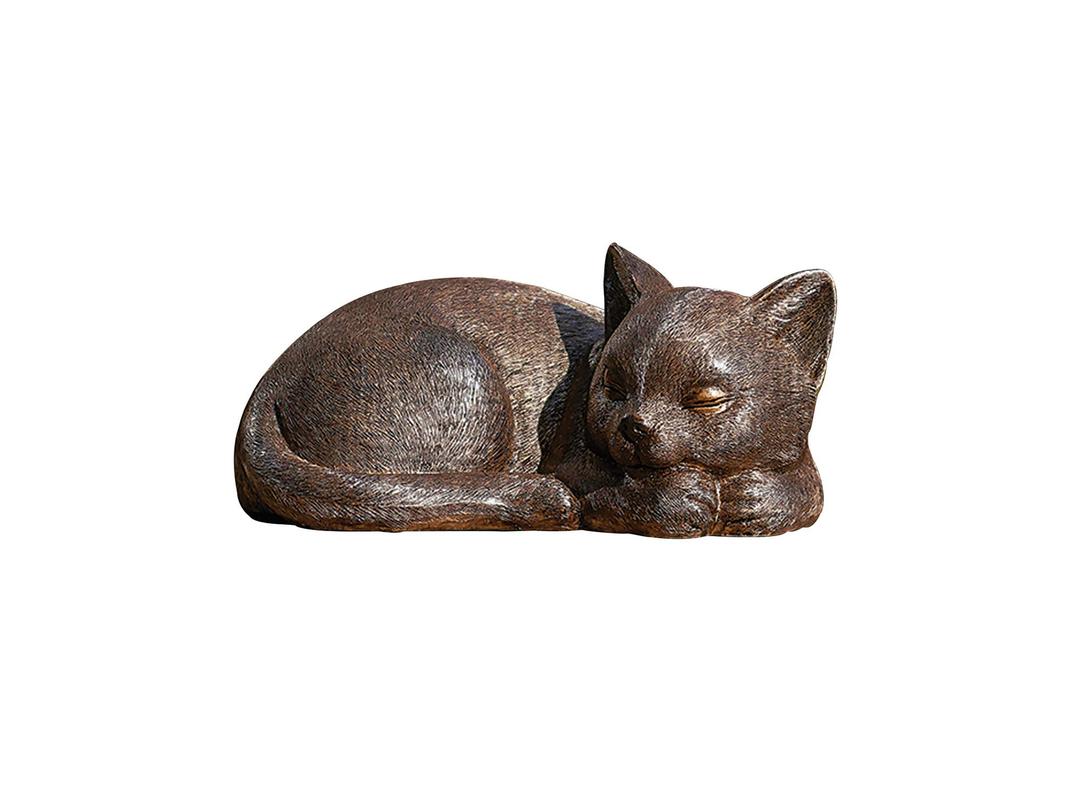 Roman Garden - Bronze Sleeping Cat Statue, 3.5H, Garden Collection, Resin and Stone, Decorative, Garden Gift, Home Outdoor Decor, Durable, Long Lasting