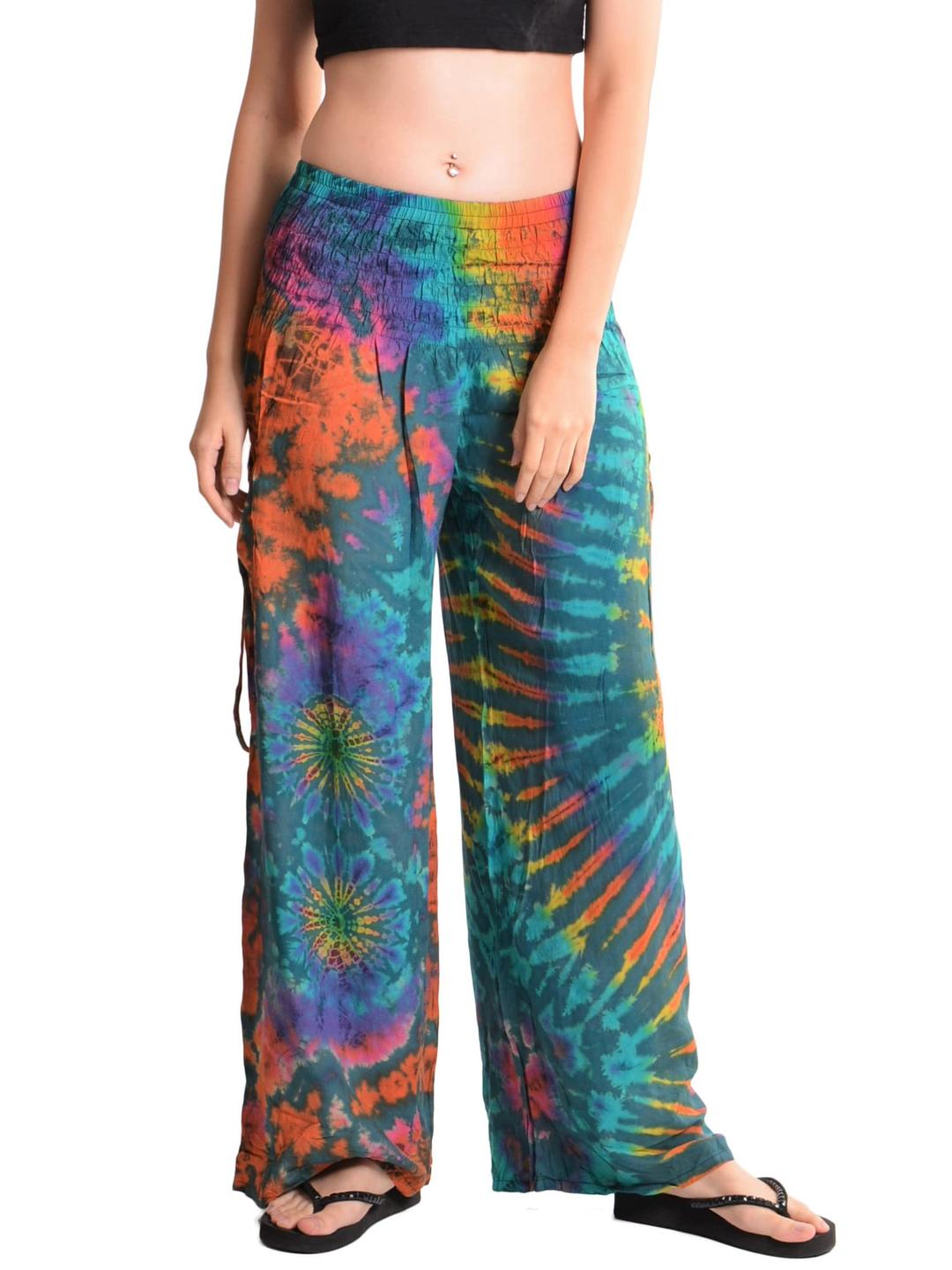 Orient Trail Women's Cold Dyed Wide Leg Palazzo Yoga Tie Dye Pants