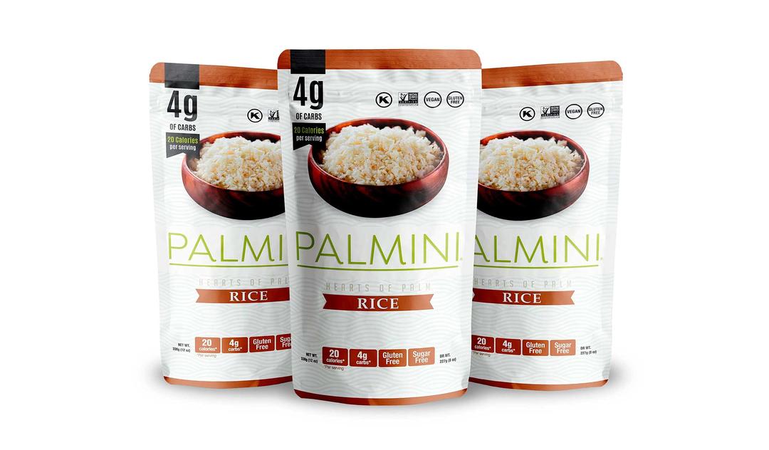 PalminiRice | Low-Carb Rice, Low-Calorie Hearts of Palm Rice | Keto Rice, Gluten Free, Vegan, Non-GMO, Healthy Rice | As seen on Shark Tank | (12 Ounces Pouches - Pack of 3)