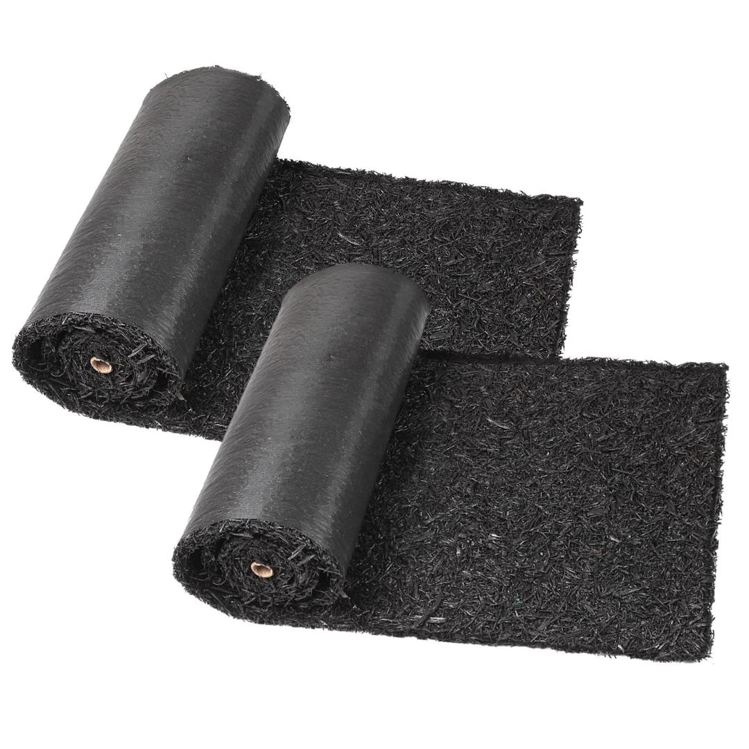 2 Pack Recycled Rubber Mulch Mat Roll Black Permanent Mulch Walkway Pathway for Landscaping Outdoor 8' x 2'