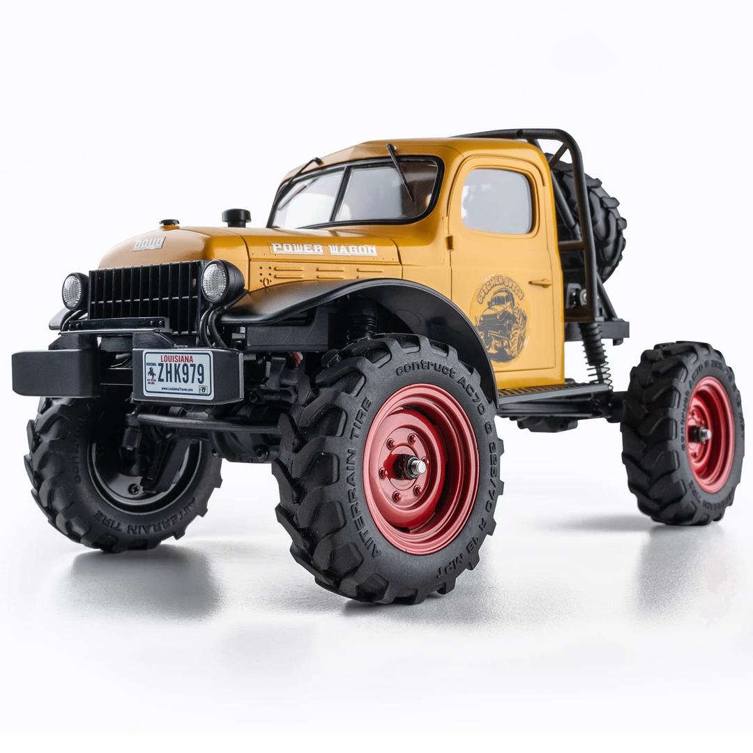 FMS RC Crwaler 1/24 Scale FCX24 Power Wagon RTR V2 4WD 2.4GHz 3CH Offroad RC Car Model Vehicle Hobby Grade Remote Control Car(Yellow)