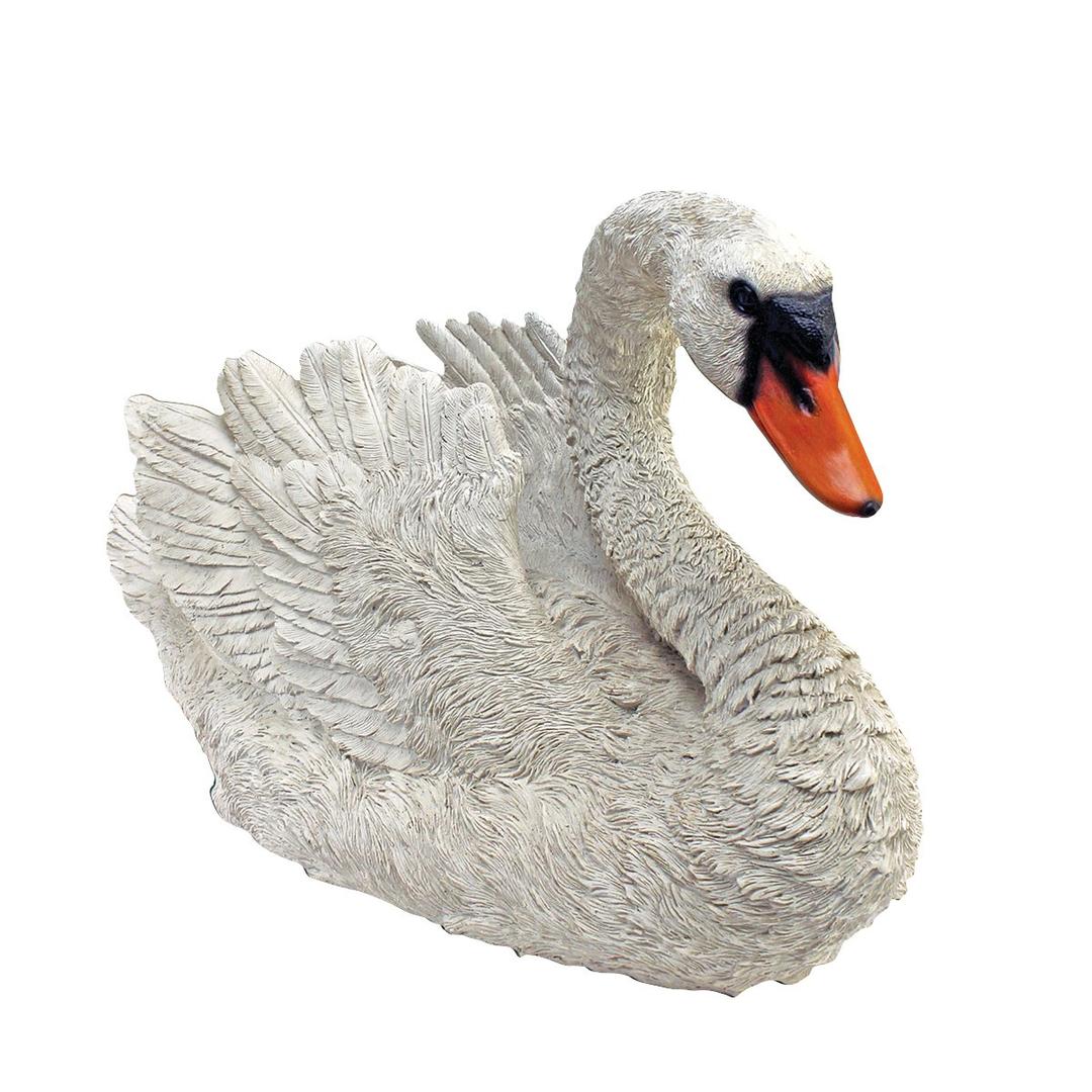 Design Toscano QM21389 White Swan Garden Bird Statue, 47 cm, Polyresin, Full Colour