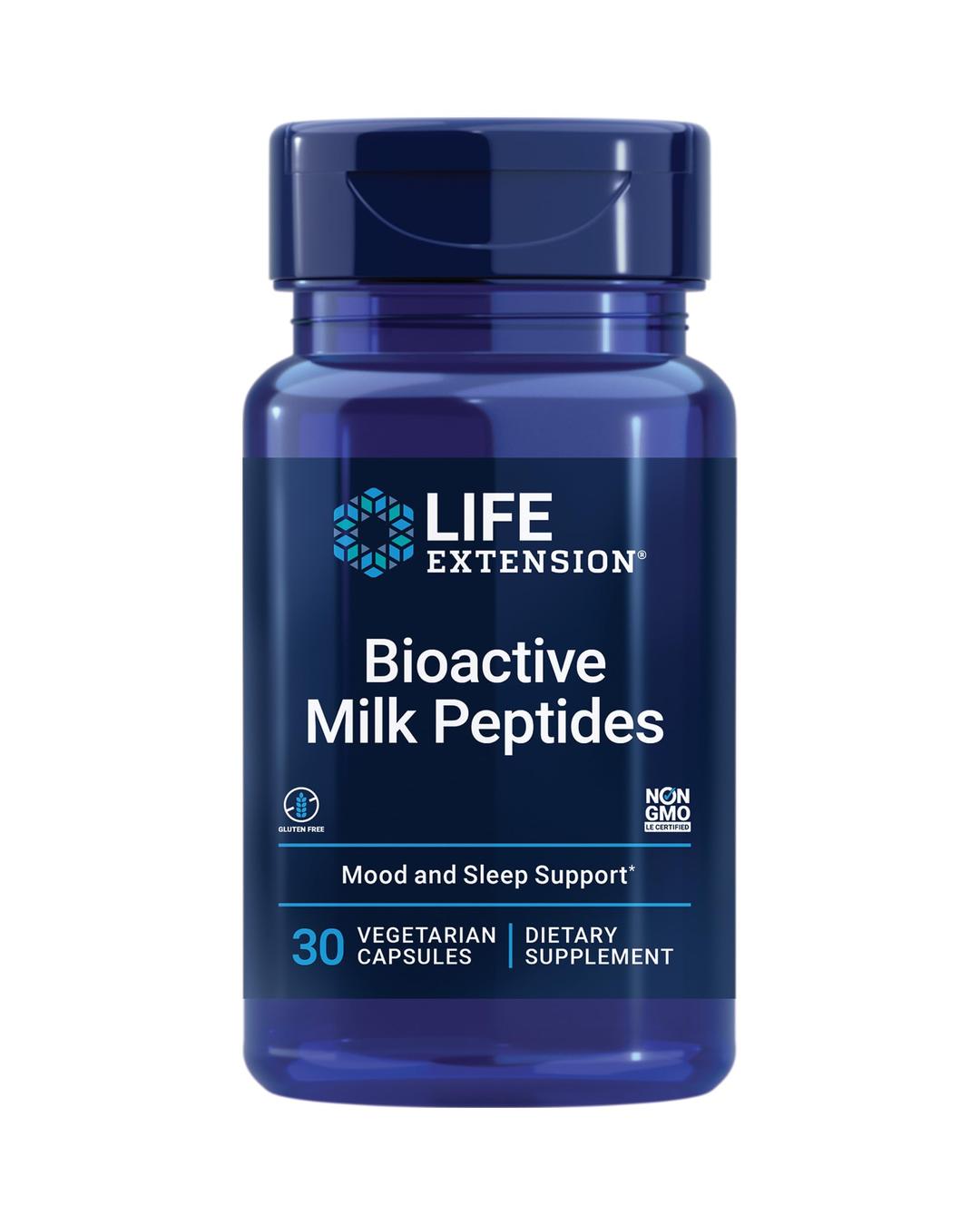 Life Extension Bioactive Milk Peptides – Promotes Relaxation & Healthy Sleep – Gluten-Free, Non-GMO – 30 Vegetarian Capsules