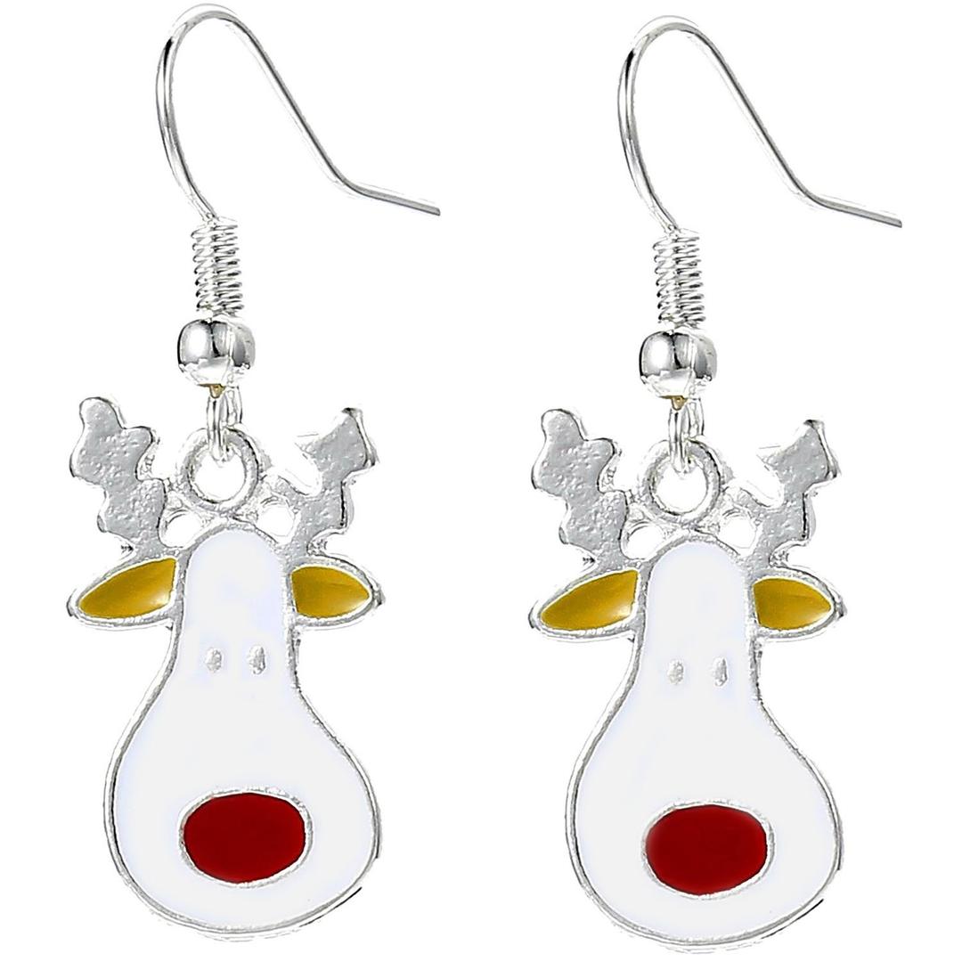 Charm Buddy Rudolph Red Nosed Reindeer Drop Dangly Earrings with Gift Bag Womens Girls Christmas Jewellery Presents Secret Santa