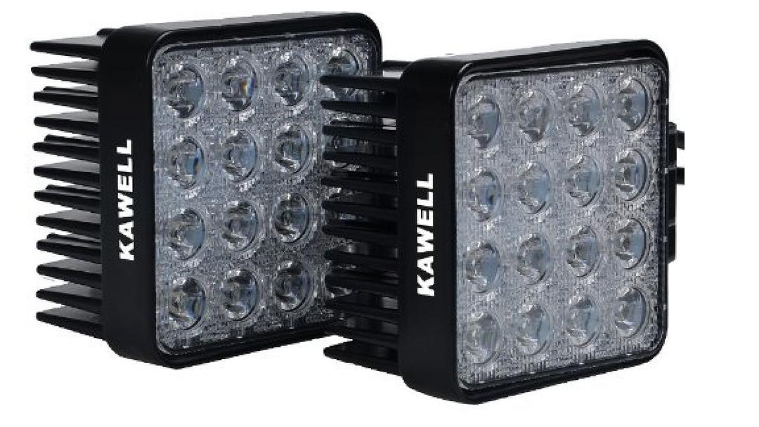 Kawell® 2 Pack 48w 60 Degree LED Flood Lights 4.3" Square Tractor Marine Off-road Lighting RV ATV