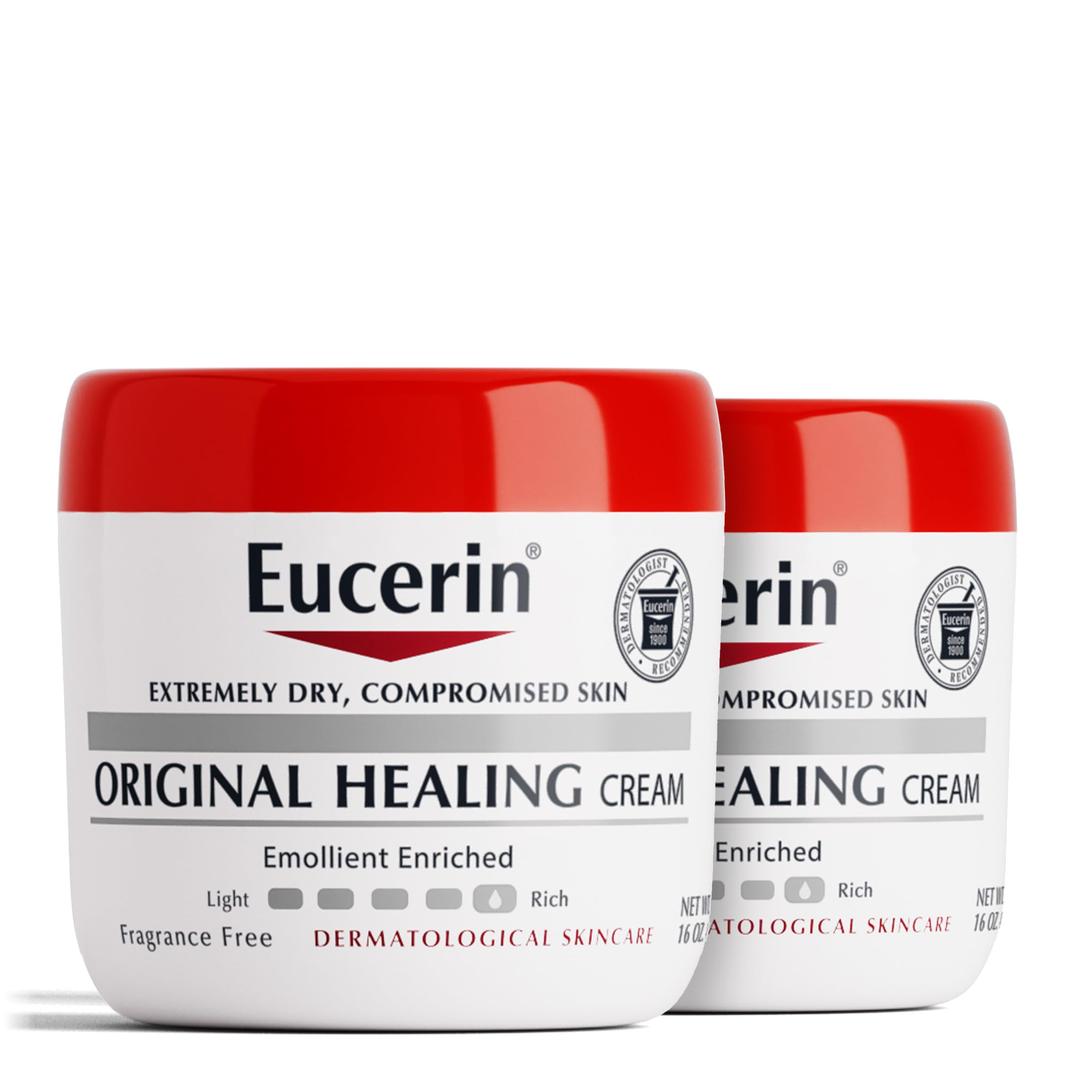 EucerinOriginal Healing Cream, Fragrance Free Body Cream for Dry Skin, 2 Pack of 16 Oz Jars