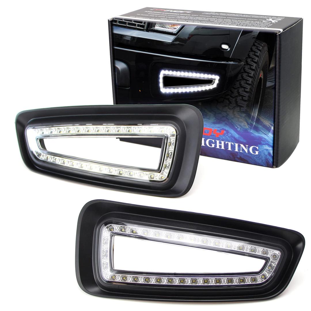 iJDMTOY Lower Bumper White LED Daytime Running Lights Compatible With 10-14 Ford Raptor SVT, Direct Fit on Bumper Opening, Powered by (66) 15W SMD LED Lights