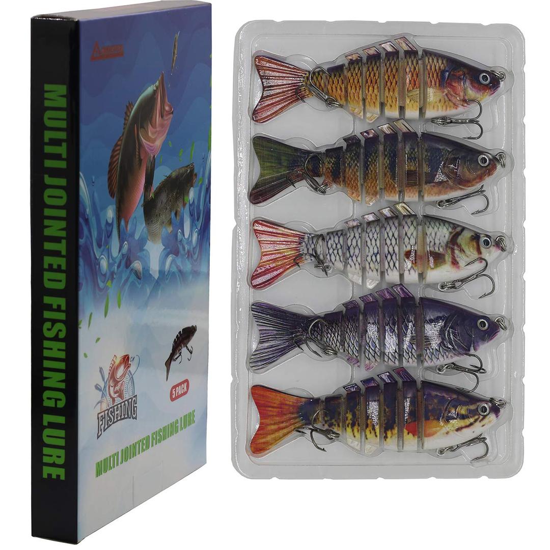 Modenpeak Fishing Lures for Bass 3"-5" Multi Jointed Swimbaits Slow Sinking Hard Lure Fishing Tackle Kits Lifelike