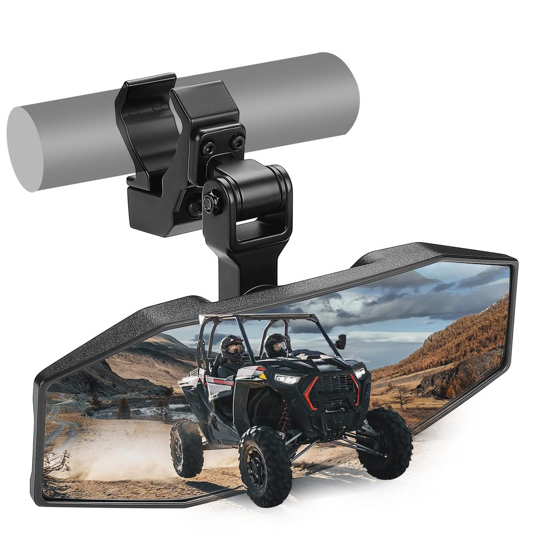 KEMIMOTOUTV Center Mirror, Adjustable Aluminum Clamp UTV Rear View Mirror Fits 1.5"-2" Roll Cage and Compatible with Polaris Ranger/Polaris RZR/Pioneer/Talon/Teryx/Mule/Can Am X3/ CFMOTO