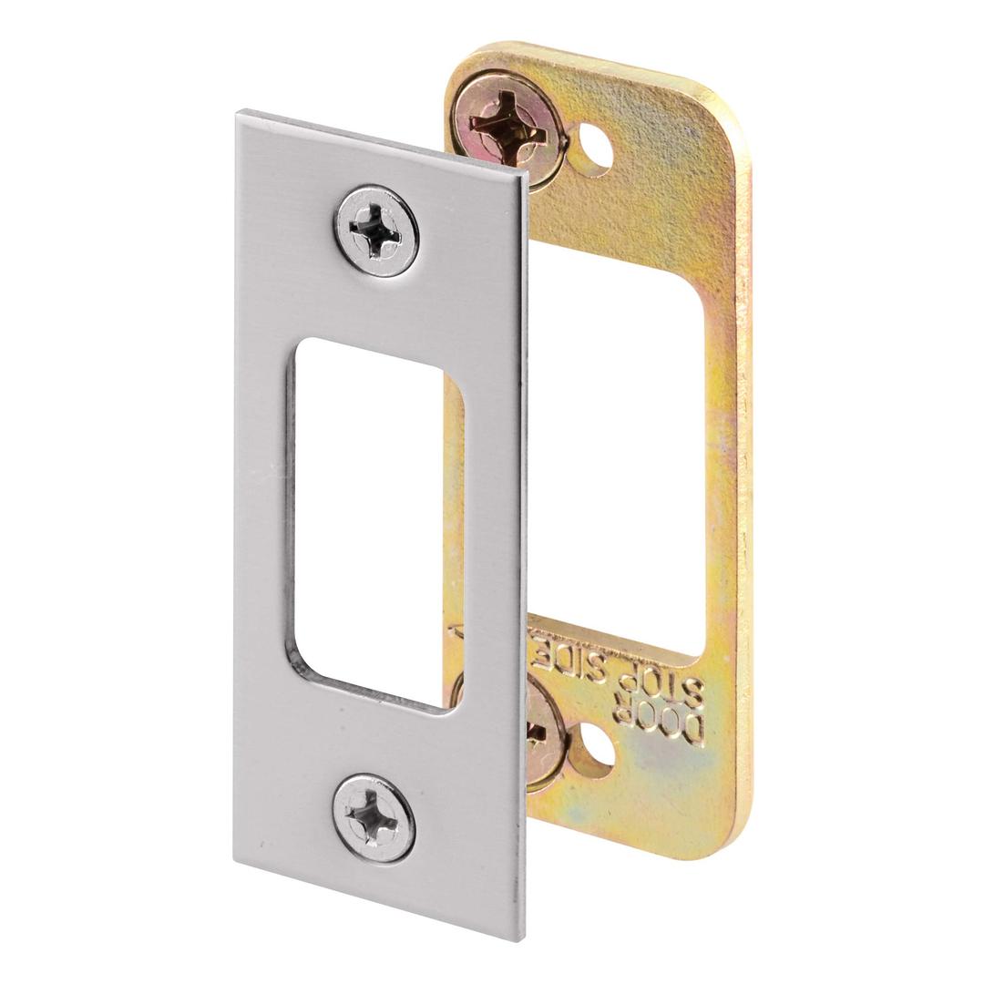 Defender Security E 2483, Use with Wood Or Metal Doorjambs, 2-3/4 in. H x 1-1/8 in. W, Steel, Satin Nickel Security Deadbolt Strike