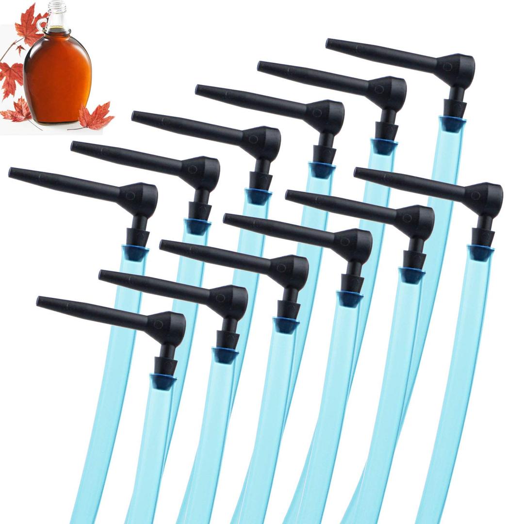 12 Pack Maple Syrup Tree Tapping Kit, Plastic Maple Syrup Taps Maple Sugaring Supplies, Maple Tree Tap Kit Maple Syrup Tree Tapping Spiles Sprouts Collecting Kit for Maple Birch Syrup Supplies