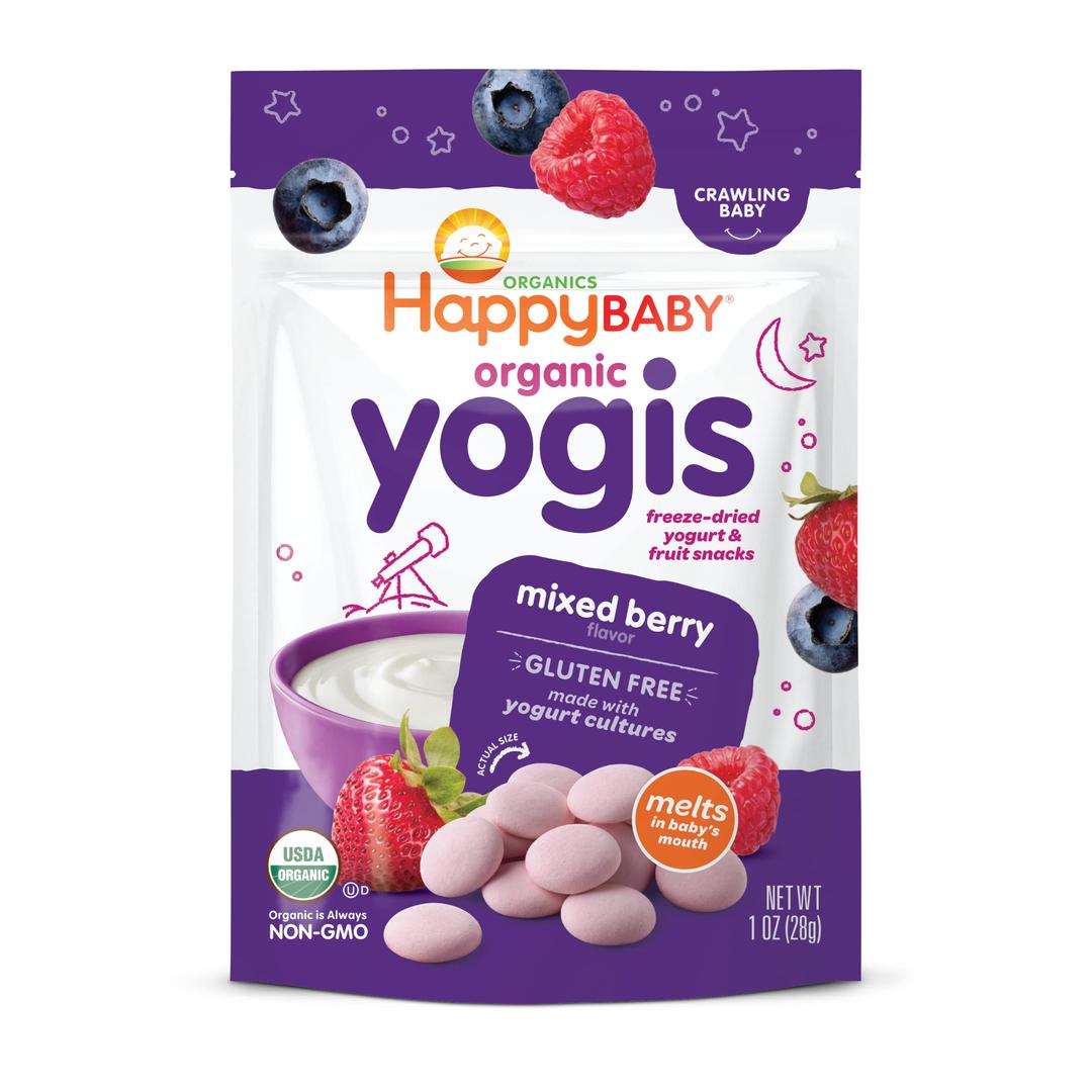 Happy Baby Organics Yogis Freeze-Dried Yogurt & Fruit Snacks, Mixed Berry, 1 Ounce (Pack of 1)