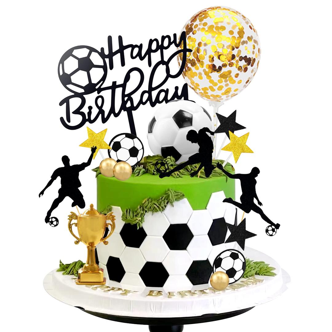 28 PCS Soccer Cake Topper Soccer Ball Player Cake Decorations for Soccer Birthday Party Sport Party Supplies