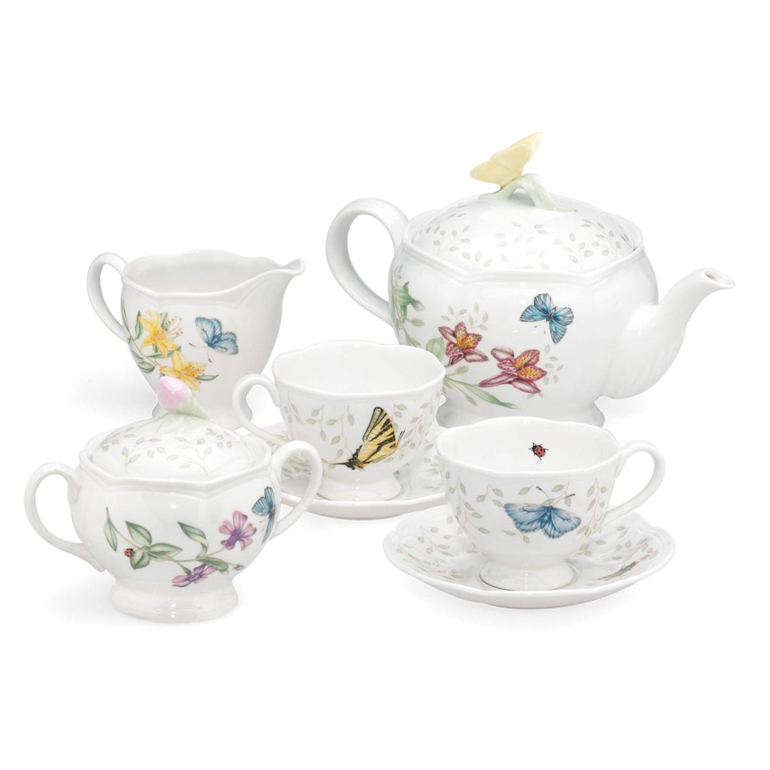 Lenox Butterfly Meadow 8-Piece Tea Set, Service for 2, White