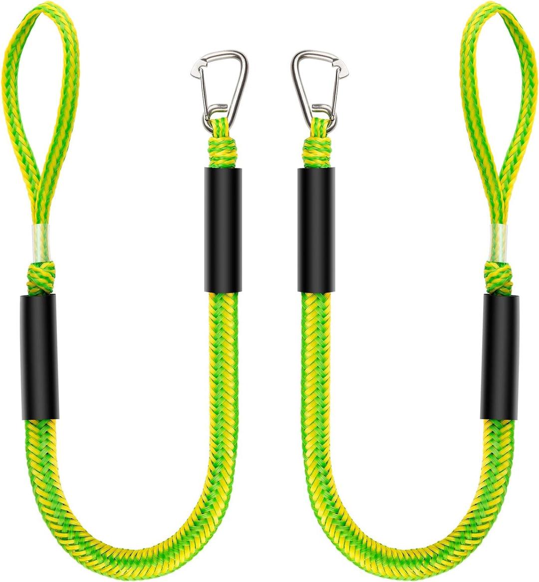 Skade Boat Bungee Dock Lines, Boating Gifts for Men, Boat Accessories, Pontoon Accessories, Mooring Lines for Bass Boat (2pcs Green)