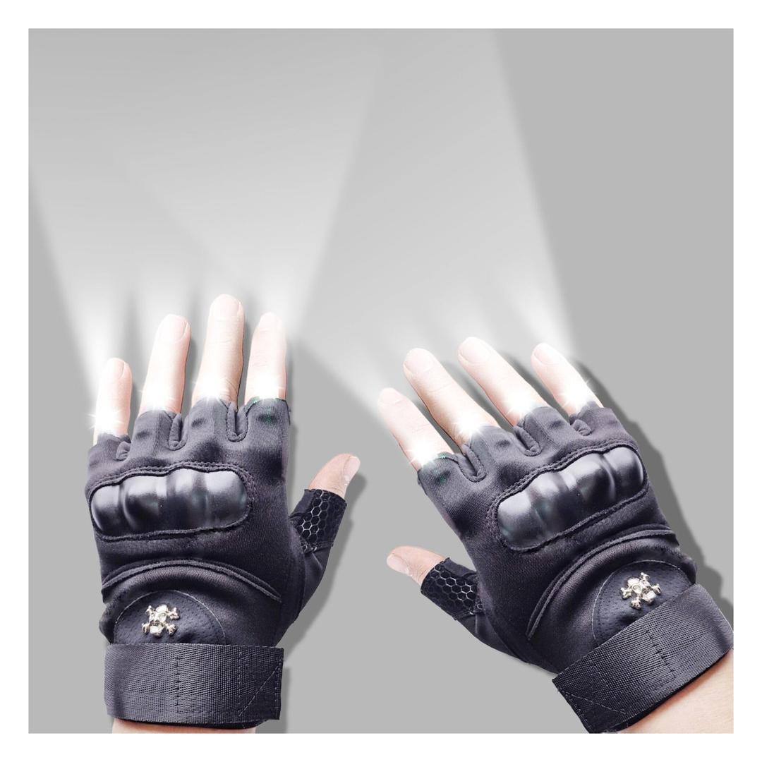 LED Flashlight Gloves, Half Finger Lighted Gloves Gifts for Men Women, Flashlight Gloves with 8 LEDs Stocking Stuffers Cool Gadgets Christmas Birthday Gifts for Men and Women