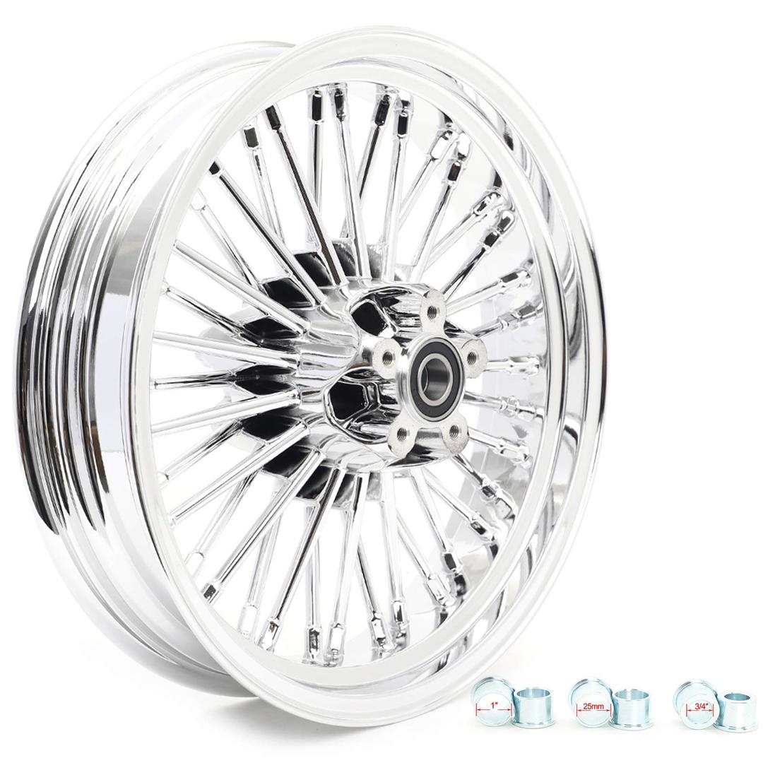 16inch Chrome Rear Wheel Rim 36 Fat King Spokes Tubeless For Harley Dyna Super Glide Low Rider Street Bob Wide Glide 2000-2005 Heritage Softail 2000-2022 Springer Classic 2000-2003