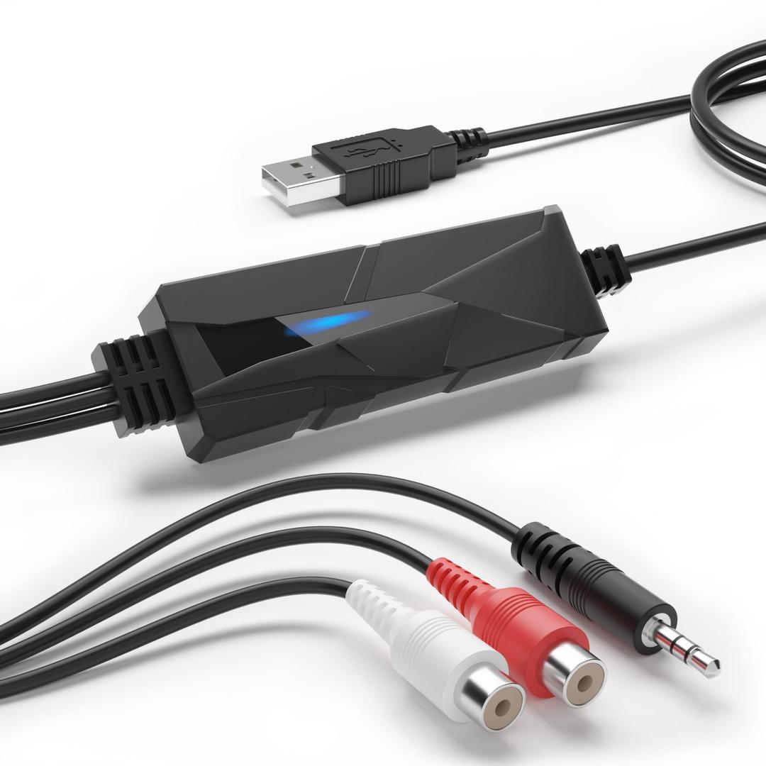 DriverGenius USB Audio Capture Grabber - 3.5mm, R/L Stereo Inputs Compatible with PC & Mac