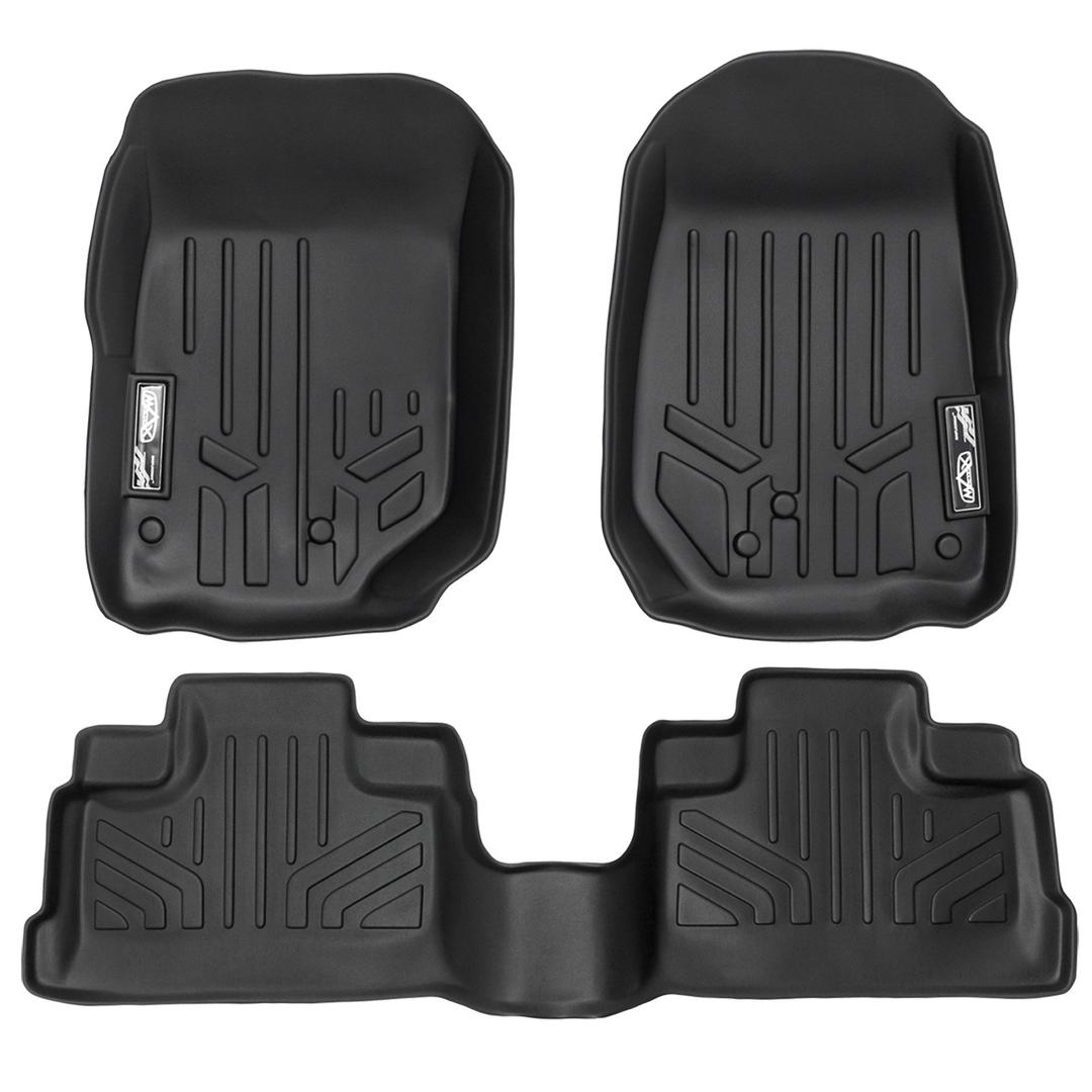 SMARTLINER Custom Fit Floor Mats 2 Row Liner Set Black for 2007-2013 Jeep Wrangler Unlimited 4-Door