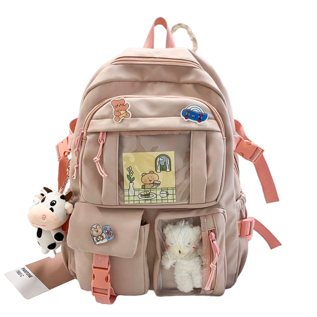 NCDUANSAN Kawaii Backpack with Kawaii Pin and Accessories Backpack Cute Aesthetic Backpack Cute Kawaii Backpack for School