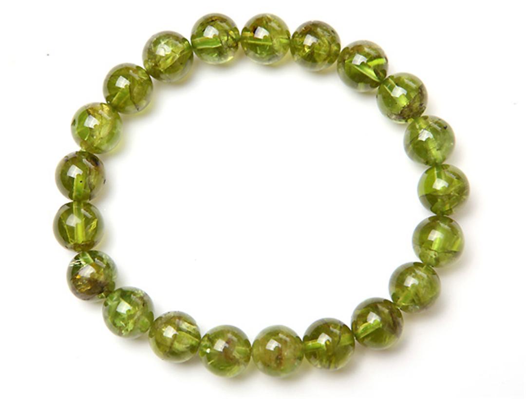 Genuine Natural Olivine Peridot Gemstone Stretch Round Crystal Bead Bracelet 6mm