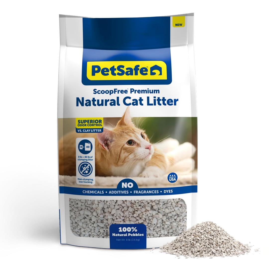 PetSafeScoopFree Premium Natural Cat Litter, 100% Natural Non-Clumping Cat Litter, 30+ Day Odor Control, No Chemicals, Additives, Dyes or Fragrances, Use with Any Litter Box (8 lb Bag)