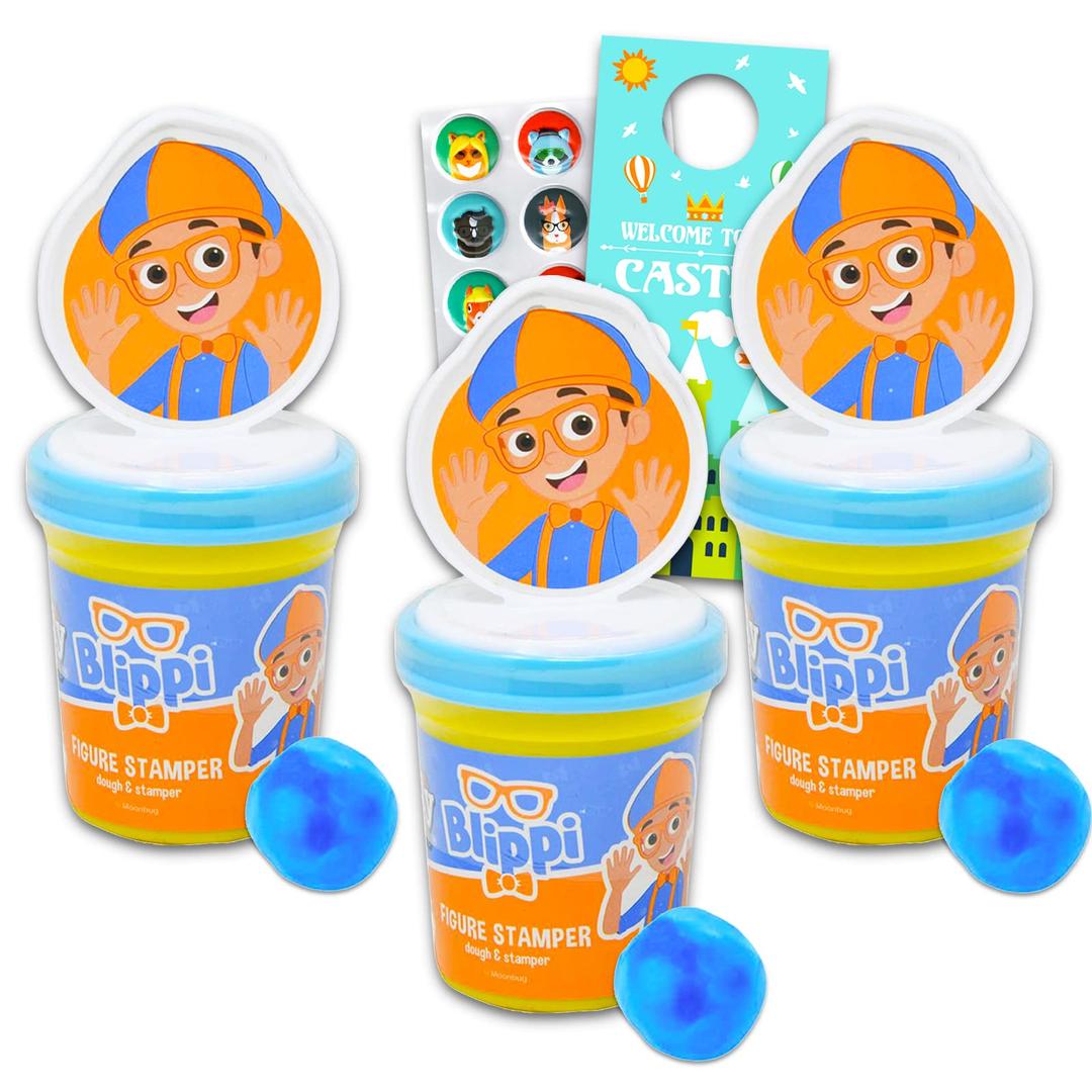 Blippi Arts and Crafts Set - Blippi Party Favors Bundle with 3 Blippi Molded Figure Stamper & Dough Plus Stickers and More | Blippi Kiddy Dough Kit