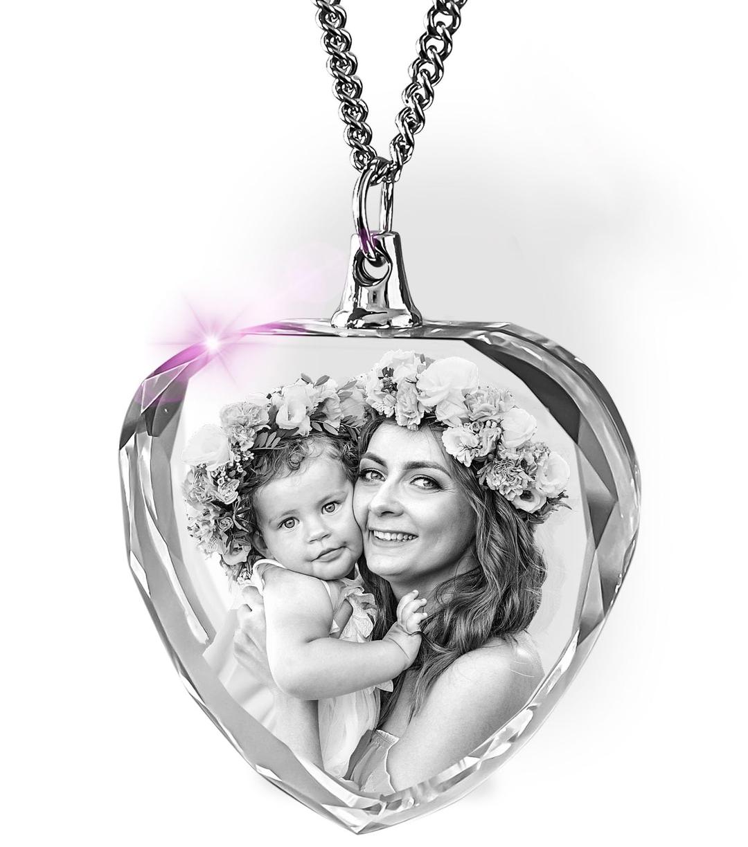 ArtPix 3DCrystal Photo Custom Necklace Heart, Customized Gift for Father, Dad, Men, Women, Him, Her, Grandpa, Great Personalized Gifts With Your Own Photo, Memorial Necklace, Custom 3D Picture