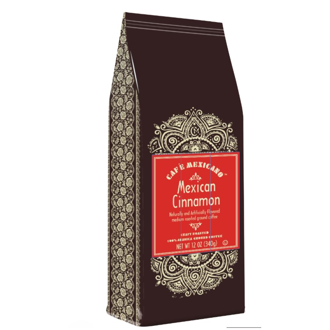 Cafe MexicanoCafé Mexicano Coffee, Mexican Cinnamon Flavored, 100% Arabica Craft Roasted Ground Coffee - 12 Ounce