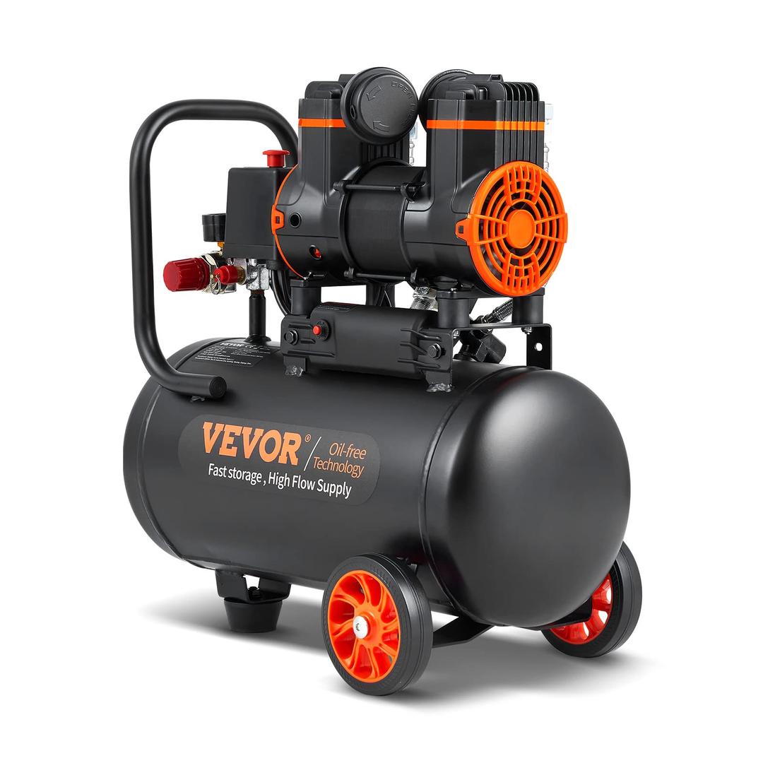 VEVOR4.8 Gallon Air Compressor, 1.2HP 2.2 CFM@90PSI Oil Free Air Compressor Tank & Max. 116PSI Pressure, 70 dB Ultra Quiet Compressor for Auto Repair, Tire Inflation, Spray Painting, Woodwork Nailing