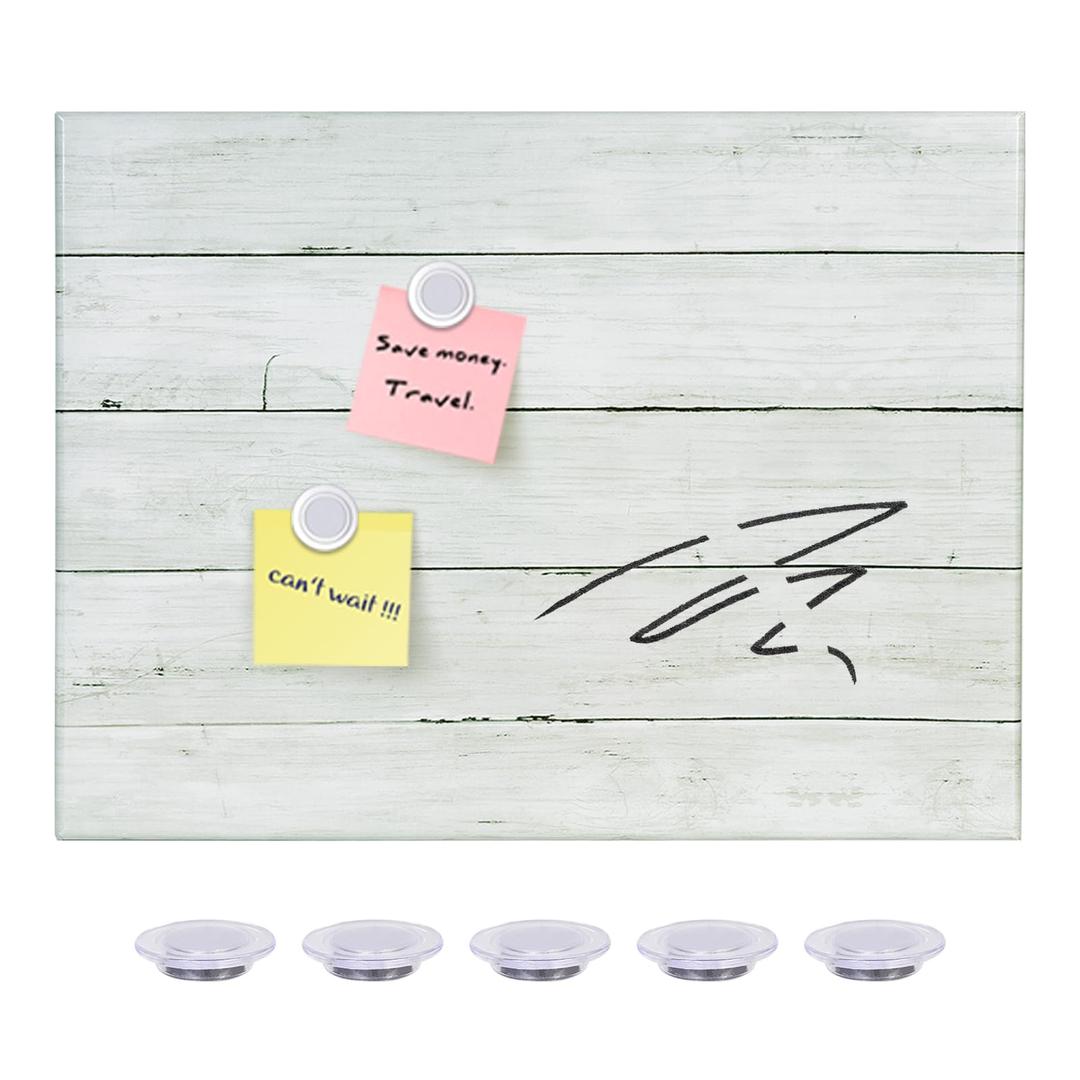 Wooden Planks Print Magnetic Surface Dry Erase Board, 12 x 16 inches Decorative White Board for Wall with Design, Frameless Dry Erase Board for Wall（Plank,4030,1pc）