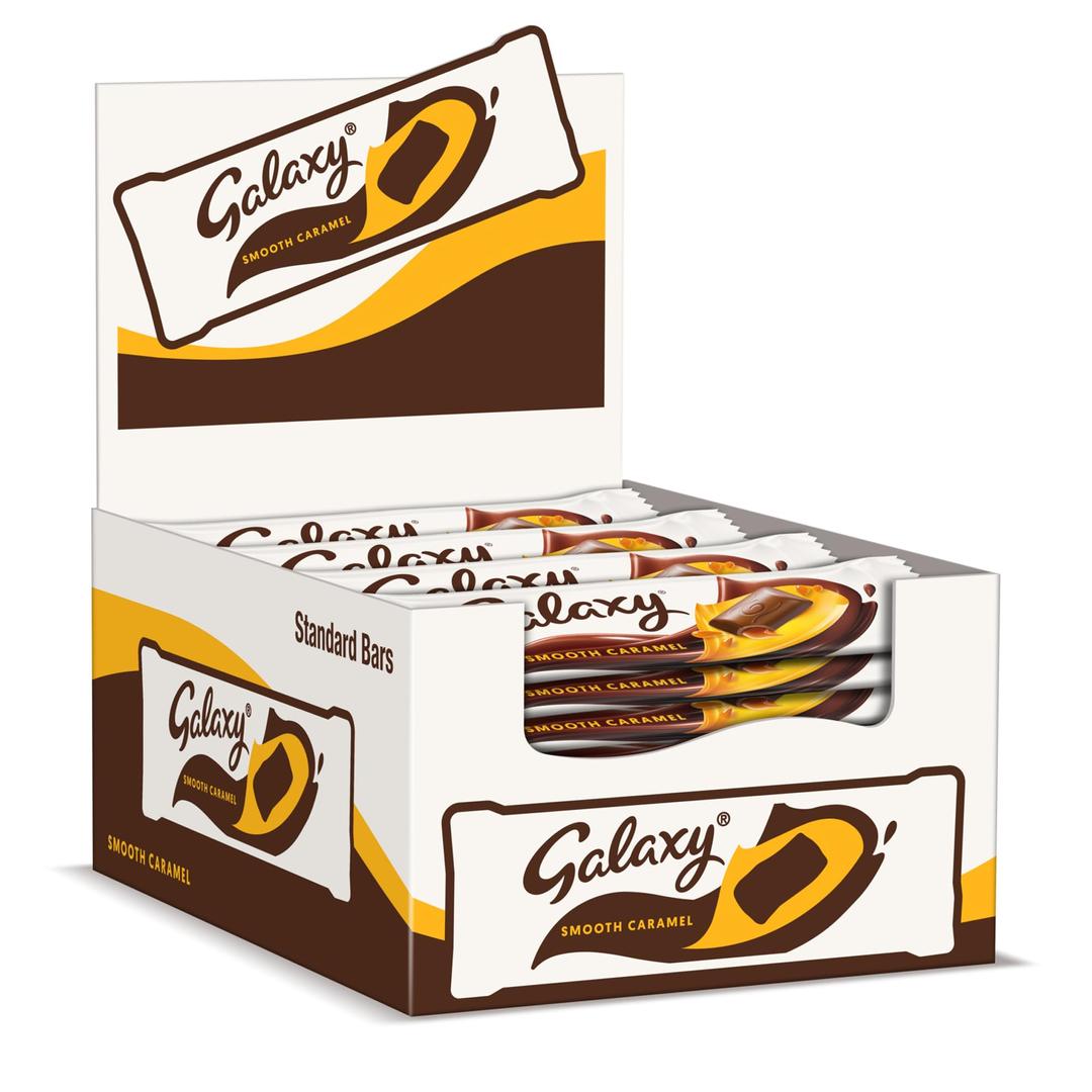 GalaxySmooth Caramel & Milk Chocolate Bar, 24 Bars of 48g, Bulk Chocolate Gift Box, Party Bag Fillers, Chocolate Hampers