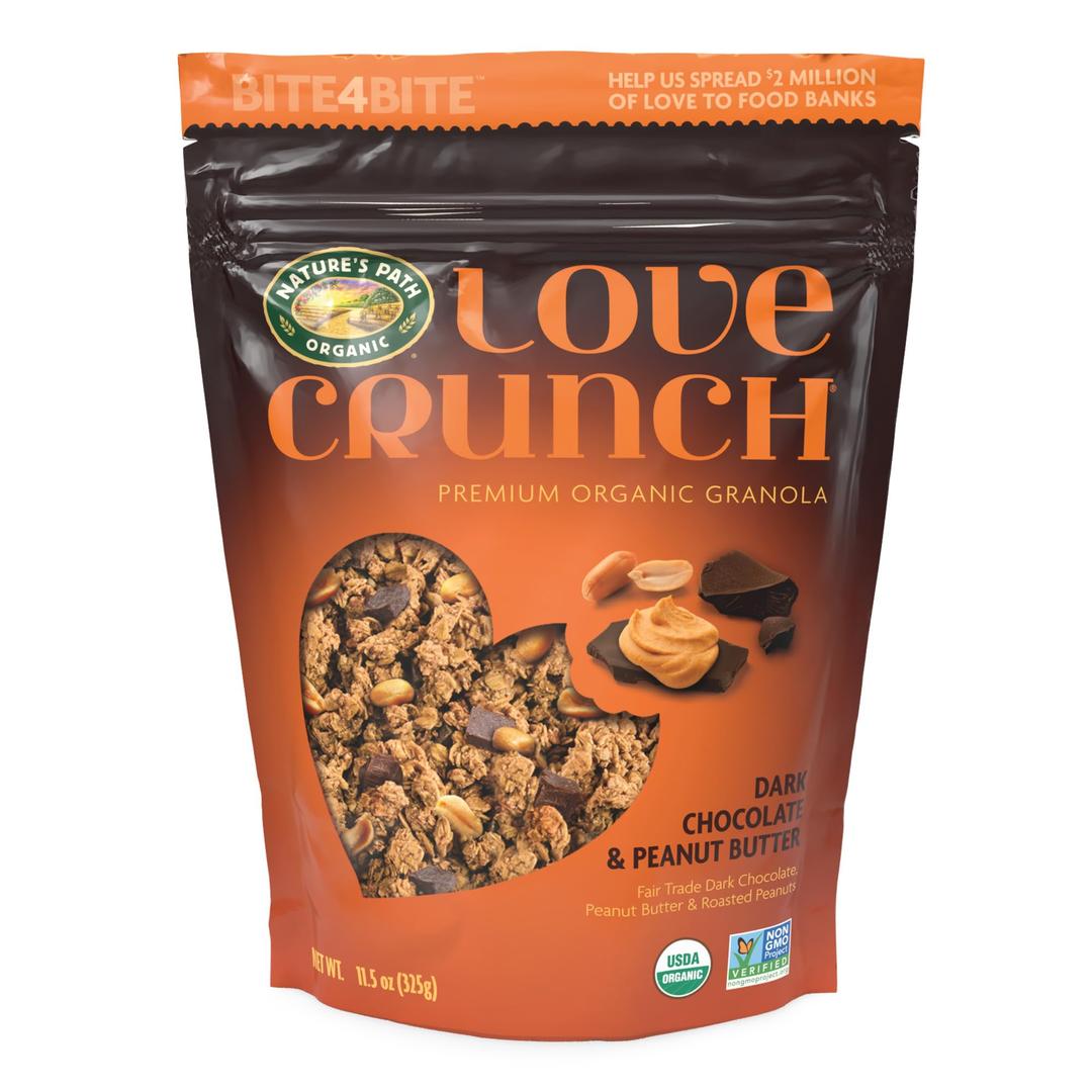 Love Crunch Organic Dark Chocolate & Peanut Butter Granola, 11.5 oz (Pack of 1), Non-GMO, Fair Trade, by Nature's Path