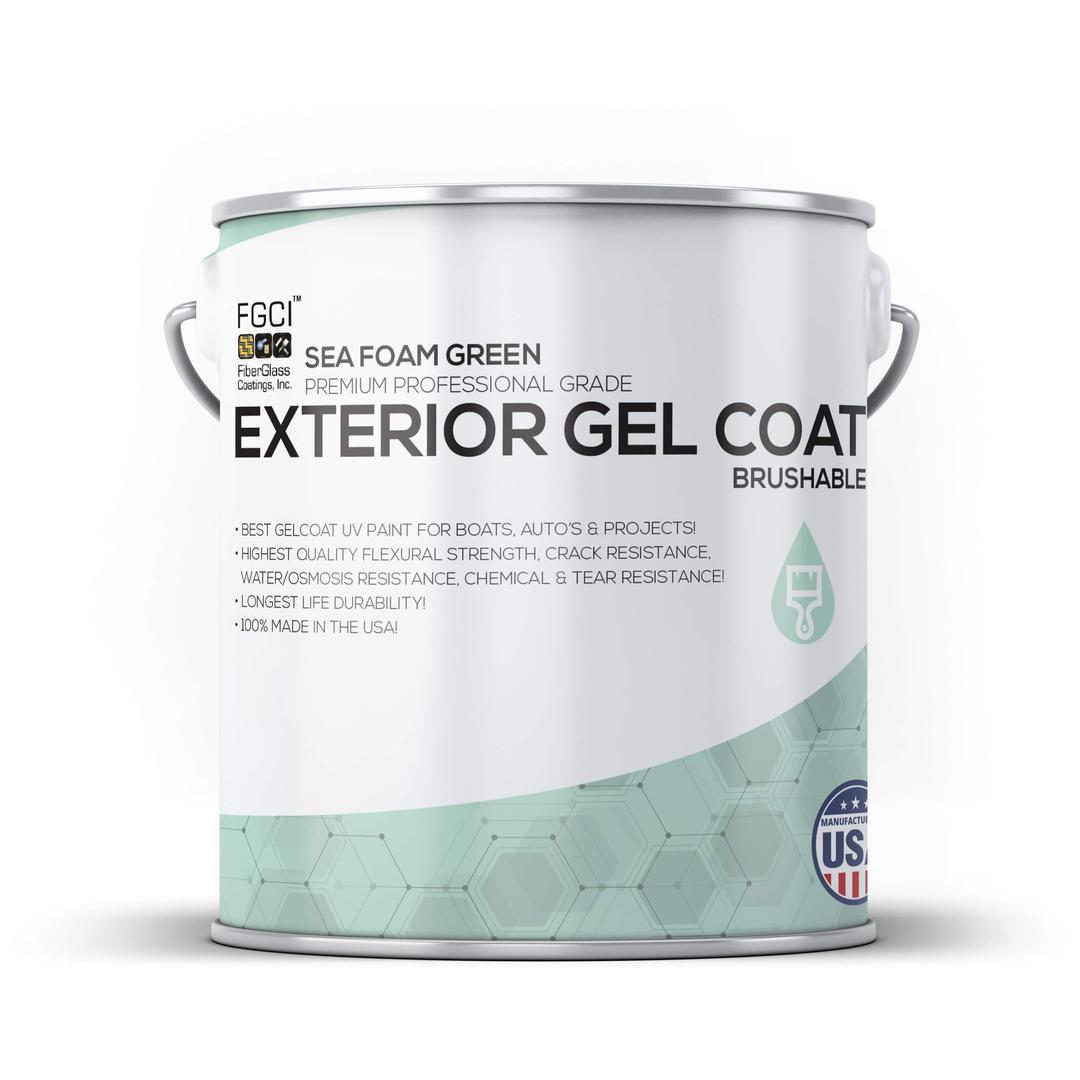 SEA FOAM GREEN Brushable Boat Paint, EXTERIOR GEL COAT KIT, 1 GALLON W/ 2 OZ MEKP, Fiberglass Coatings, Inc., PROFESSIONAL MARINE GELCOAT SPECIALISTS, Boat Exterior Hulls, Boat Interior Decking, DIY Projects