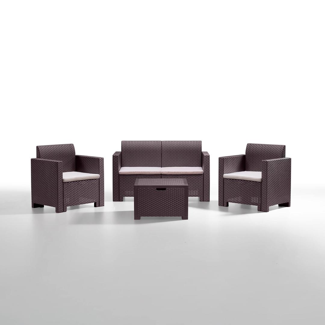 Bica Nebraska 2 Set, Lounge Set 4 Places, Brown, Rattan Finish